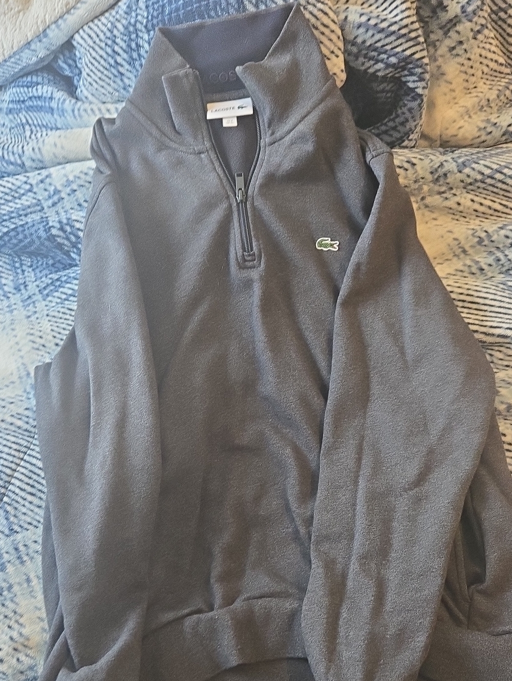 Lacoste Charcoal Grey Quarter-Zip Fleece Pullover